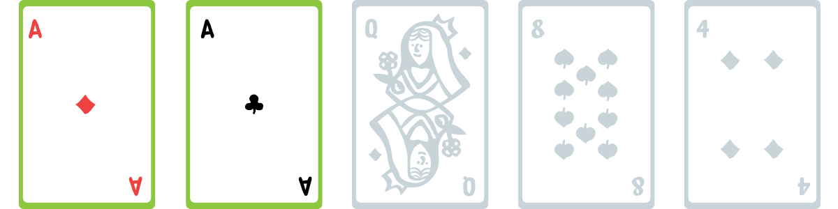 Illustration of cards showing one Pair