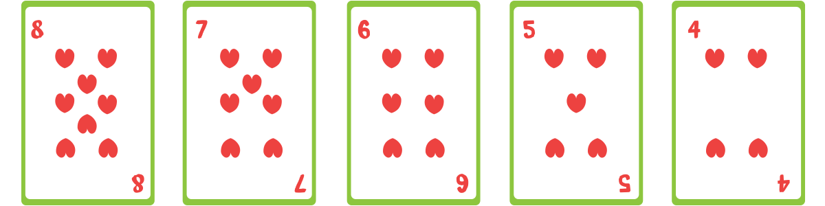 Illustration of cards showing a Straight Flush