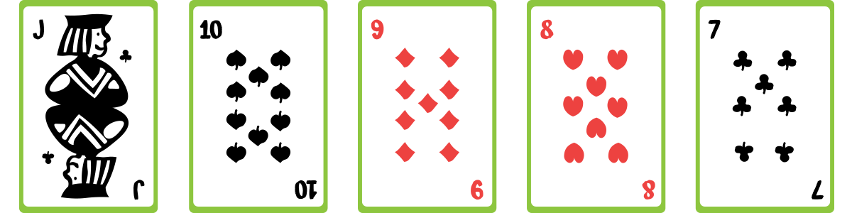 Illustration of cards showing a Straight hand