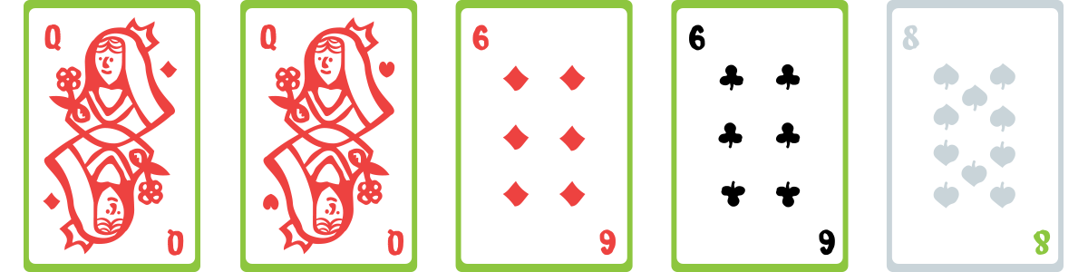 Illustration of cards showing Two Pairs