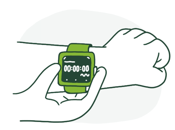 Illustration of an arm with a watch on the wrist measuring time